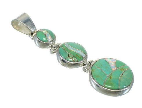Sterling Silver Turquoise Opal Inlay Southwest Pendant MX63930